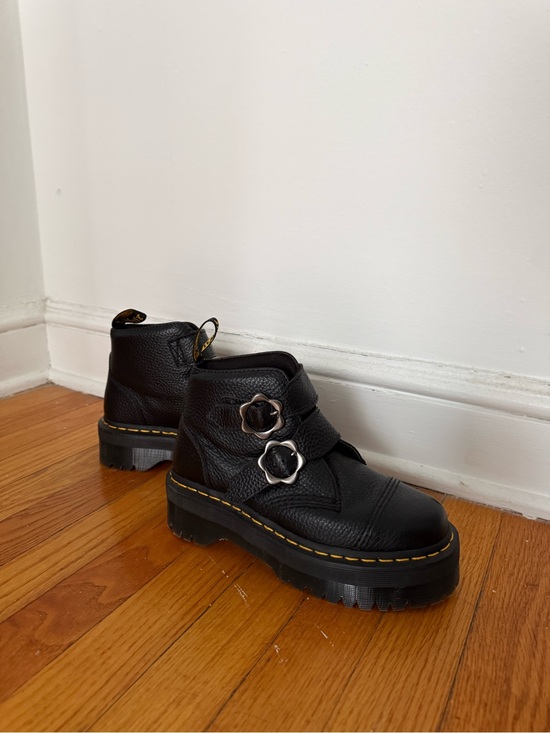 Dr. Martens Devon Flower Black Milled Nappa Buckle Platform Boots main image 1